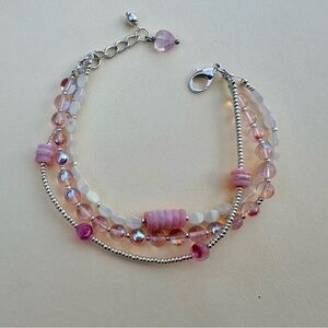Pretty in Pink Beaded Bracelet 3-4 mm beads plus pink opal sliced.